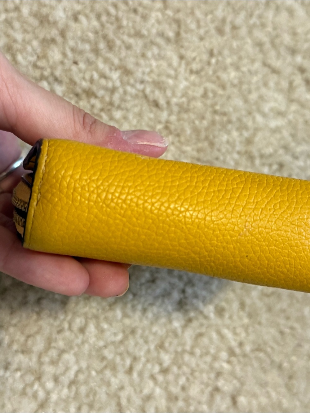 kate spade Yellow Pebbled Leather Key Coin Pouch with Key Ring - Picture 7 of 7